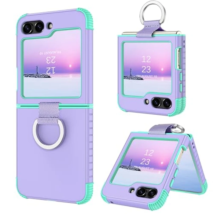 BENTOBEN for Samsung Galaxy Z Flip 6 5G Case with Ring, Heavy Duty 2 in 1 Full Body Rugged Galaxy Z Flip6 Case Girls Women Boy Men Shockproof Protection Cover for Samsung Z Flip 6 6.7”,Purple by BENTOBEN - Used - Acceptable condition - US$11.00