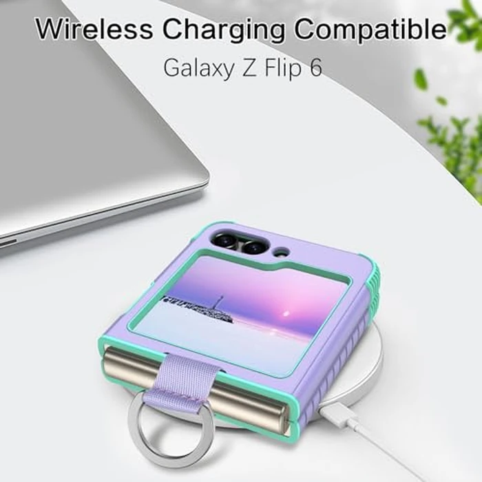 BENTOBEN for Samsung Galaxy Z Flip 6 5G Case with Ring, Heavy Duty 2 in 1 Full Body Rugged Galaxy Z Flip6 Case Girls Women Boy Men Shockproof Protection Cover for Samsung Z Flip 6 6.7”,Purple by BENTOBEN - Image 6