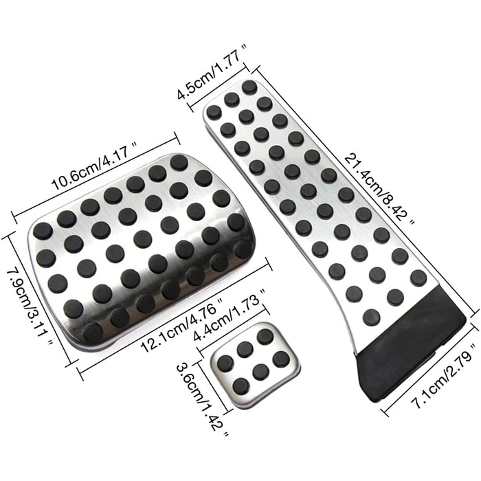 Lotcesfun Gas Brake Pedal Cover Non Slip Non Drilled Aluminum Compatible with Mercedes-Benz C E S GLC GLE GLK SLK CLS SL Class W204 W205 W213 X253 W218 W167 Brake Foot Pedals (Silver 3 Pcs) by Lotcesfun - Image 4