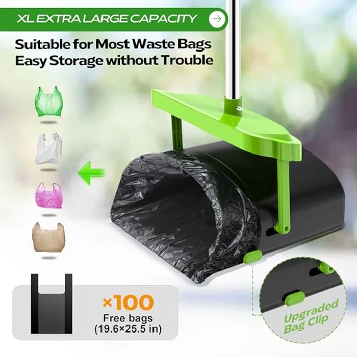 UPSKY Dog Pooper Scooper Swivel Bin & Rake Kit with 100 Waste Bags,33.4" Stainless Steel Long Handle Heavy Duty Pet Poop Shovel for Large Medium Small Dogs, Odor-Proof Lid for Yard/Lawn/Outdoor Use by UPSKY - Image 5