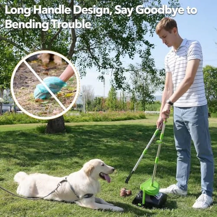 UPSKY Dog Pooper Scooper Swivel Bin & Rake Kit with 100 Waste Bags,33.4" Stainless Steel Long Handle Heavy Duty Pet Poop Shovel for Large Medium Small Dogs, Odor-Proof Lid for Yard/Lawn/Outdoor Use by UPSKY - Image 7