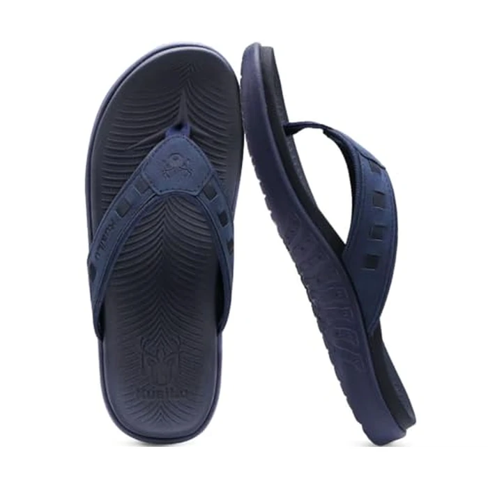 KuaiLu Mens Leather Sport Flip Flops Comfort Orthotic Thong Sandals with Plantar Fasciitis Arch Support for Outdoor Summer by KuaiLu - Image 3