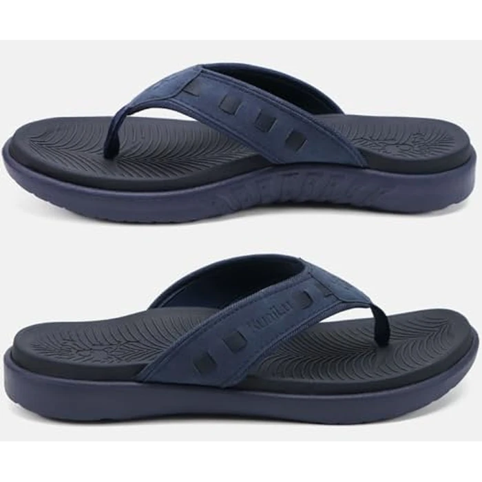 KuaiLu Mens Leather Sport Flip Flops Comfort Orthotic Thong Sandals with Plantar Fasciitis Arch Support for Outdoor Summer by KuaiLu - Image 8