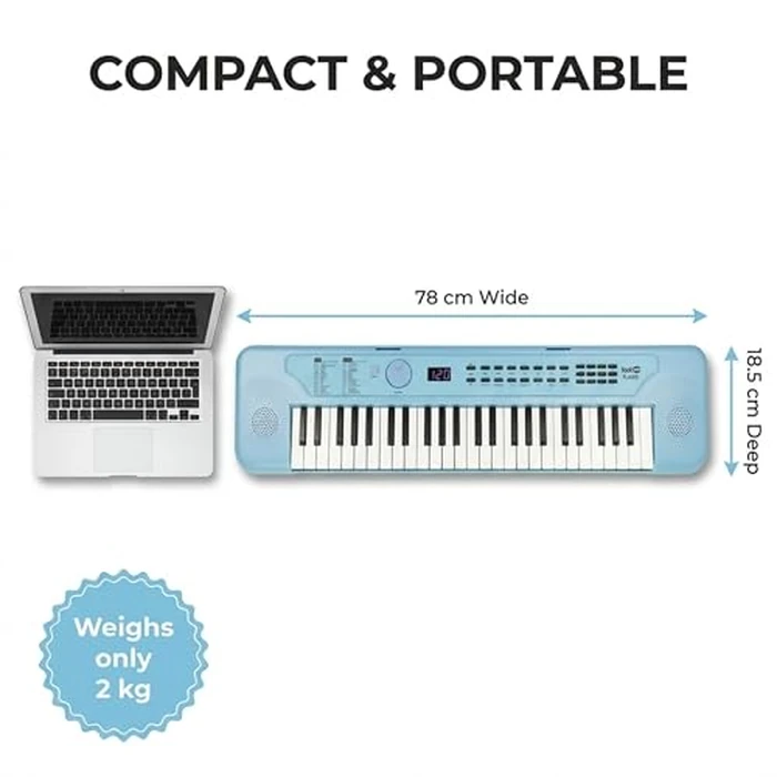 RockJam 49 Key Keyboard Piano, Portable Electronic Music Keyboard with Speakers, USB-C Power or Battery Operation, Headphone Input, 200 Tones, 200 Rhythms, Note Stickers & Lessons by RockJam - Image 6