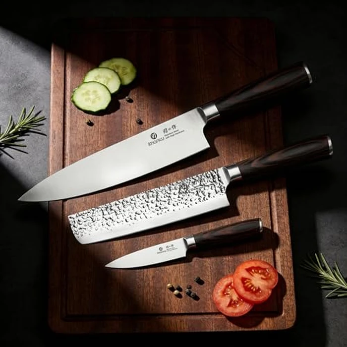 imarku 3 Pieces Knife set, Japanese HC Stainless Steel Kitchen Knife Set, Professional Chef Knife Set With Ergonomic Pakkawood Handle, Ultra Sharp Knives Set for Kitchen & Home Cooking, Gifts Box by imarku - Image 7