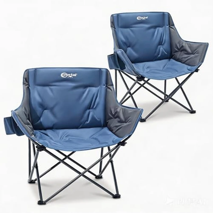 Portal 32" Oversized Camping Chair, Foldable Heavy Duty 350 lb Padded Ergonomic Seat for Big & Tall Adults, Pinch-Free Extra Wide Design Featuring Cup Holder & Carry Bag for Fishing, Lawn & Sidelines by Portal - Image 1