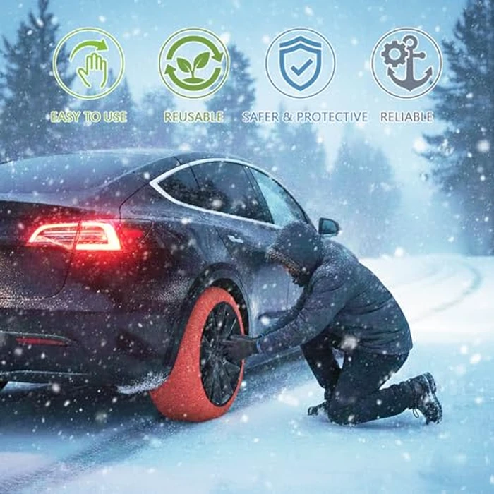 C-Hopetree Snow Socks for Tires, Superior Grip Alternative for Snow Chain, Anti-skid Tire Traction Device for Cars and SUVs, XL-Large, Pack of 1 pair (2 pieces) by C-Hopetree - Image 7