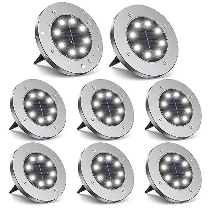 ZGWJ 8 Pack Solar Ground Lights,8 LED Upgraded Outdoor Garden Lights Landscape Lighting for Lawn Pathway Yard Deck Patio Walkway White by ZGWJ - Image 1