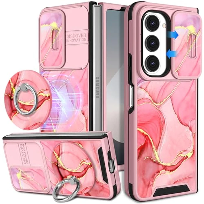 Buleens for Samsung Galaxy Z Fold 6 Case - with Ring Stand & Camera Cover Aesthetic Cute Designed for Women Girls Pretty Girly Fashion Unique Phone Case for Galaxy Z Fold 6 Compatible with Magsafe by Buleens - Used - Acceptable condition
