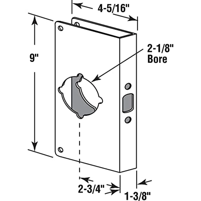 Prime-Line Products U 9549 Door Reinforcer 1-3/8-Inch Thick by 2-3/4-Inch Backset 2-1/8-Inch Bore, Brass, Non-Recessed by Defender Security - Image 2