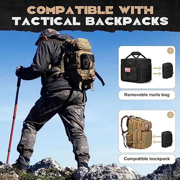 Maelstrom Tactical Lunch Box, Insulated Lunch Bag for Men, Large Leakproof Soft Cooler Bag with Detachable MOLLE Bags, Durable Lunch Tote for Adult Women Work,Picnic,20 Cans/15 L, Black by Maelstrom - Image 6