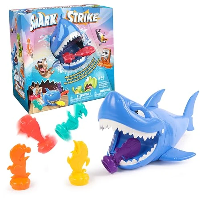 Spin Master Games, Shark Strike, Bowling Game with Wind-Up Jaw-Chomping Action, Easy Activity Toy for Preschoolers, Fun for Kids & Family, 2-4 Players, for Ages 5 & Up by Spin Master Games - Used - Acceptable condition - CA$7.80