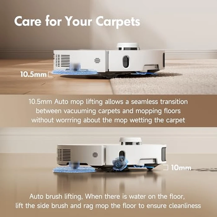 MOVA P10 Pro Ultra Robot Vacuum and Mop 13,000Pa Suction, 140 degreesF Hot Water Auto Mop Washing & Drying, Dual Spinning Extenable Mop,10.5mm Lifting for Carpet, 360 degreesObstacle Avoidance, App Control by Mova - Image 5