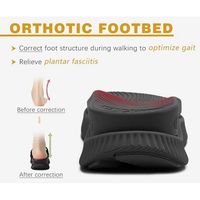 KuaiLu Womens Orthopedic Walking Sandals Comfort Plantar Fasciitis Arch Support Recovery Sport Outdoor Hiking Cushioned Water Waterproof Camping Cruise Golf Boat Slides Adjustable Strap Black Size 10 by KuaiLu - Image 3