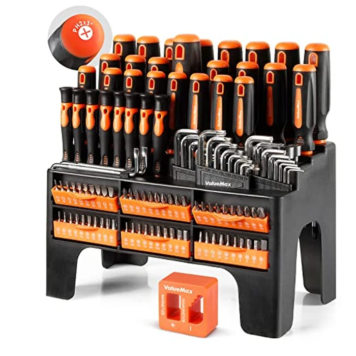 ValueMax 126-PC Magnetic Screwdriver Set with Plastic Racking Organizer, Magnetizer Demagnetizer, DIY Tools & Equipment for Men Women Mechanic, Herramientas Tool Bit Kit Home Improvement Gift by ValueMax - Image 2