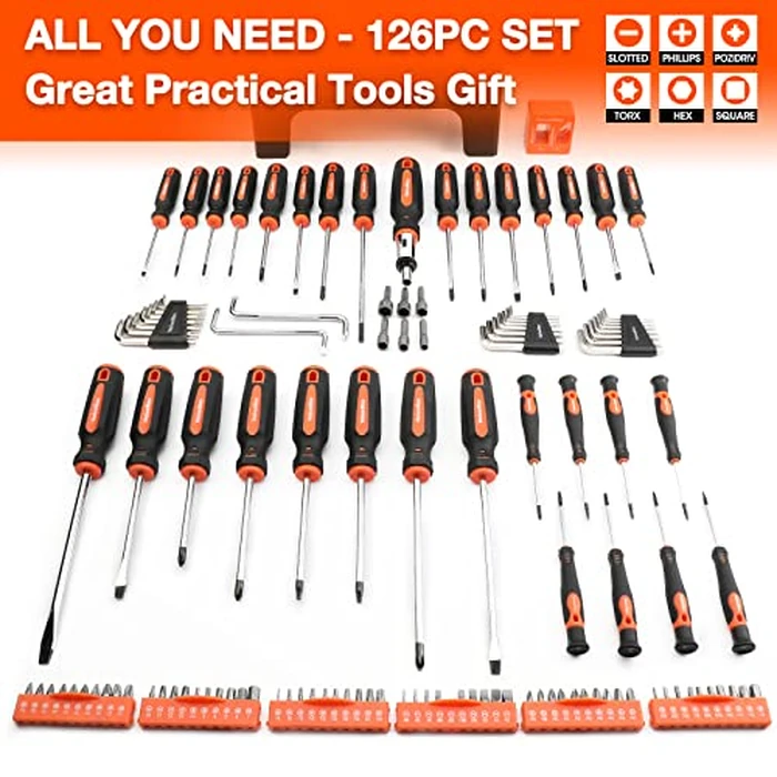 ValueMax 126-PC Magnetic Screwdriver Set with Plastic Racking Organizer, Magnetizer Demagnetizer, DIY Tools & Equipment for Men Women Mechanic, Herramientas Tool Bit Kit Home Improvement Gift by ValueMax - Image 3