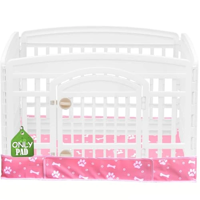 Dog Playpen Bottom Pad Fits for 36 Inch 4 Panels Exercise Pet Playpen, Dog Crate Pad Puppy Playpen Pad, Hoop and Loop Design (Note: Playpen Not Included). -Pink by THINMUHAND - Image 1