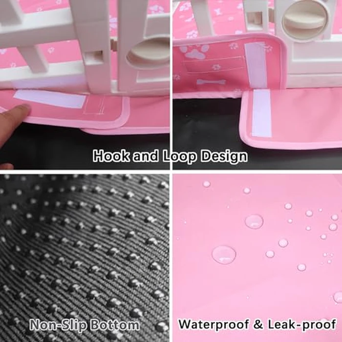 Dog Playpen Bottom Pad Fits for 36 Inch 4 Panels Exercise Pet Playpen, Dog Crate Pad Puppy Playpen Pad, Hoop and Loop Design (Note: Playpen Not Included). -Pink by THINMUHAND - Image 3