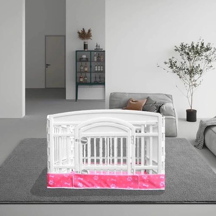 Dog Playpen Bottom Pad Fits for 36 Inch 4 Panels Exercise Pet Playpen, Dog Crate Pad Puppy Playpen Pad, Hoop and Loop Design (Note: Playpen Not Included). -Pink by THINMUHAND - Image 6