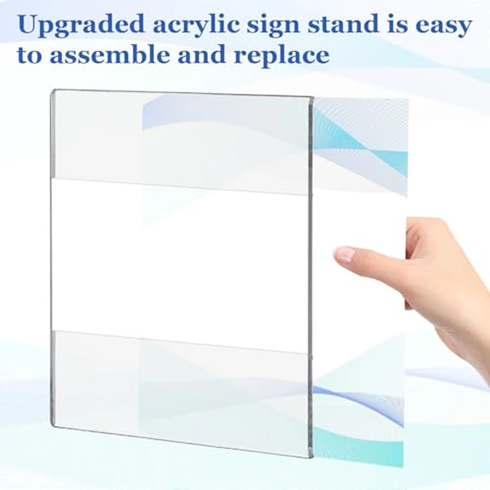 Hyuetrsa 10 Pack Clear Acrylic Sign Holder, 8.5 x 11" Wall Mount Sign Holder with Mounting Tape, Vertical Advertising Photo Frame, Plastic Brochure Display Stand for Office, Home, Store for Wall Door Hanging Display by Hyuetrsa - Image 3
