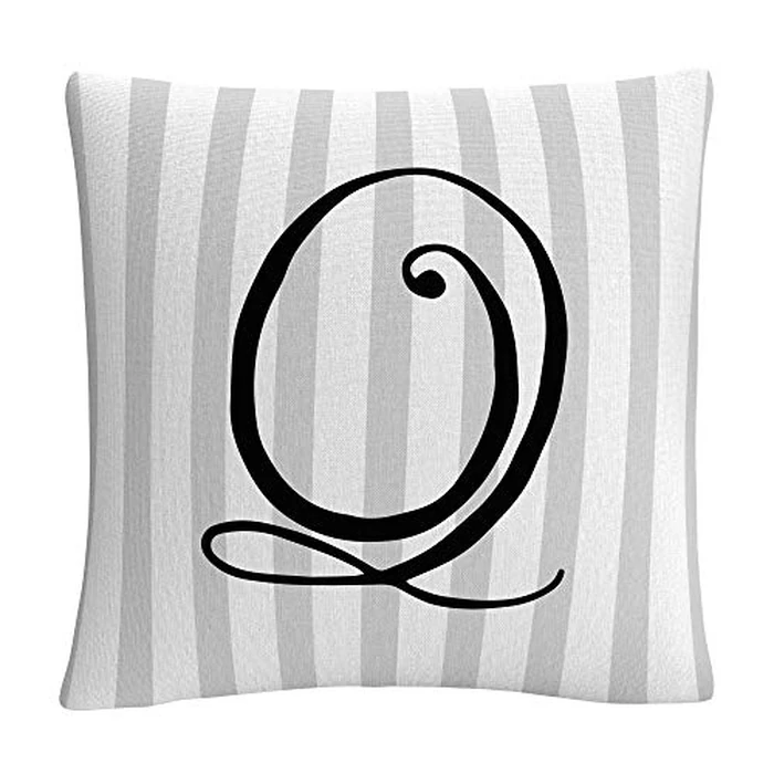 Trademark Fine Art Gray Striped Ornate Letter Script Q by ABC, by Trademark Fine Art - Image 1