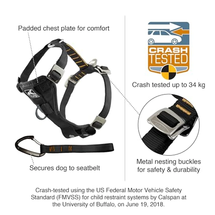Kurgo Dog Harness | Car Harness for Dogs | Medium | Black | Pet Safety Seat Belt | Certified Crash Tested Harness | Car Seatbelt | Tru-Fit Enhanced Strength Style by Kurgo - Image 3