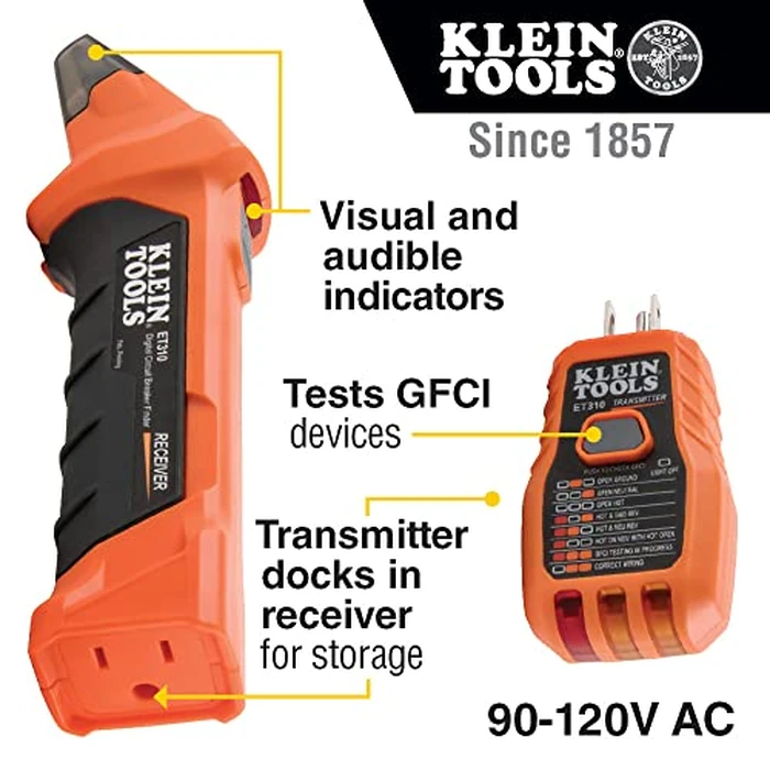 Klein Tools 80016 Circuit Breaker Finder Tool Kit with Accessories, GFCI Outlet Tester, 2-Piece Set, Includes Cat. No. ET310 and Cat. No. 69411 by KLEIN TOOLS - Image 2