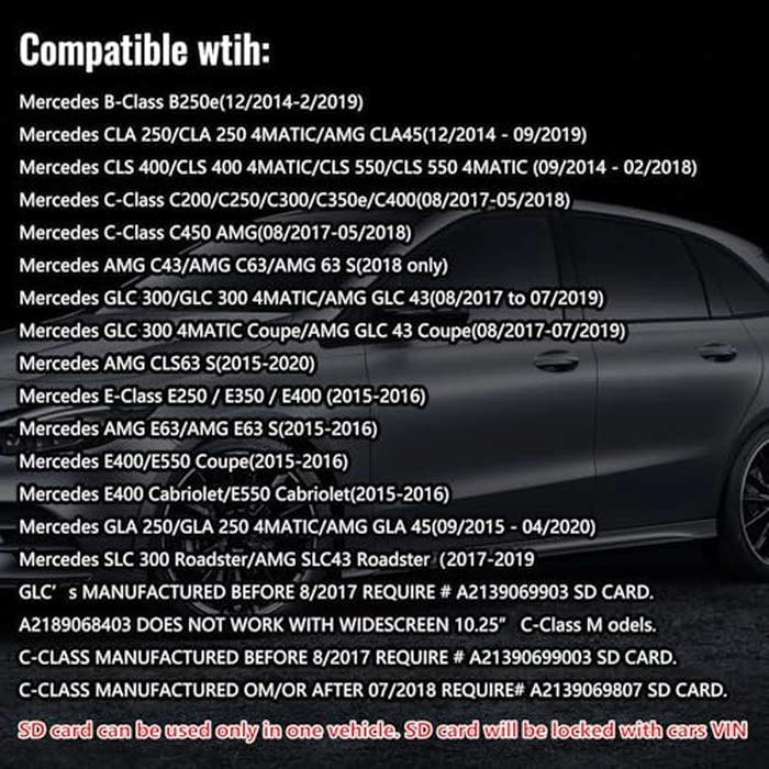 Navigation SD Card Compatible with Mercedes CLA/GLC/GLA/AMG/A/B/C/E-Class, Version 14.0 (MAP 14.0) ONLY Fit for The Audio 20 (Code 522) NTG, Can/Mex/USA Maps（A2189068403） by Generic - Image 8