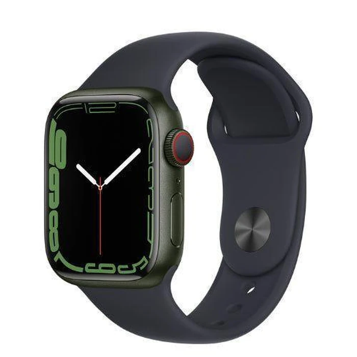 Apple Watch Series 7 (Cellular + GPS) - 32GB - 41mm - Green Aluminum Case with Midnight Rubber Sport Band by Apple - Image 2