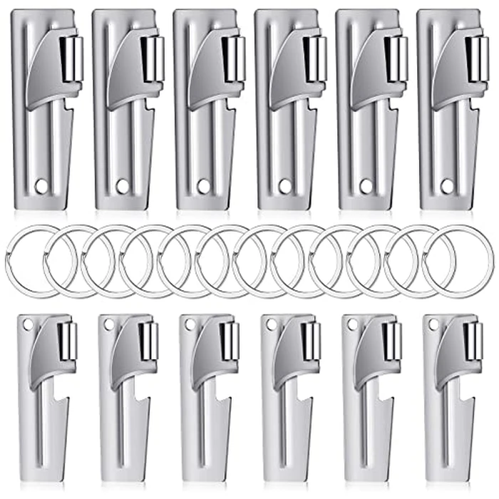 P-38 and P-51 Military Style Can Openers with Key Rings Stainless Steel Camping Can Opener Portable for Kitchen Travel Camping Survival(12 Set) by Eaasty - Used - Like New condition - US$10.93