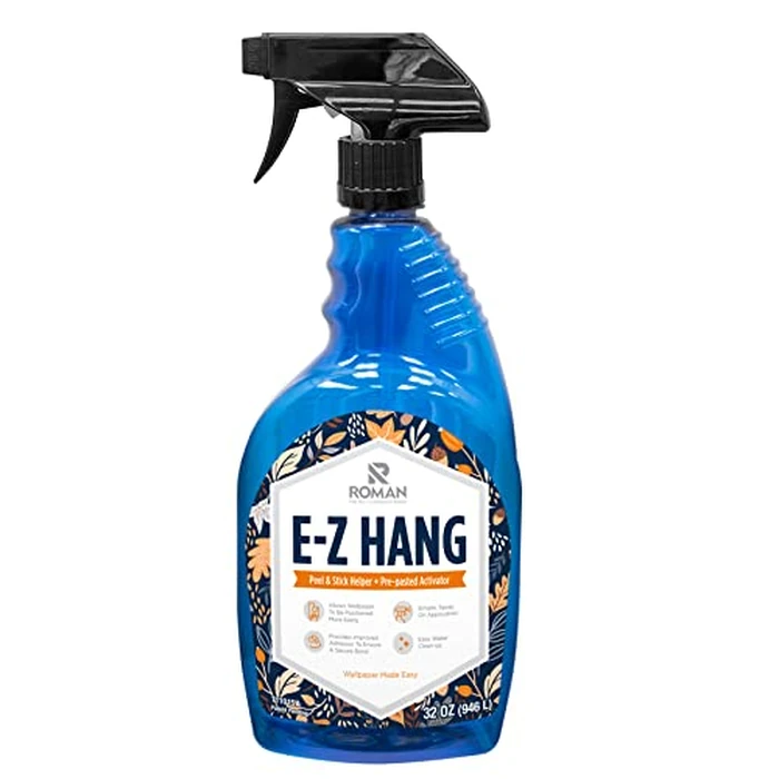 Roman’s E-Z Hang Peel & Stick Wallpaper Helper, Clear, Non-Staining, 32 Fluid Ounces by Roman - Image 1