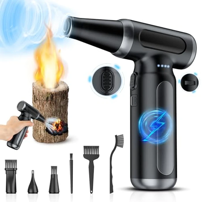 Electric Compressed Air Duster, Rechargeable Cordless Air Duster for PC, Keyboard & Electronics Cleaning, Replaces Canned Air, Portable Air Can Duster for Computer with Multiple Nozzles by Mershgaya - Used - Like New condition - US$46.51