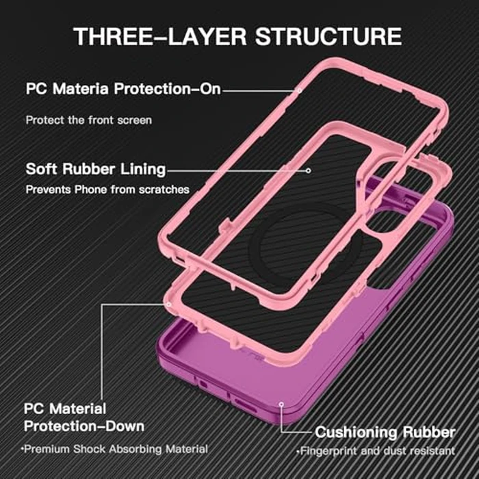 I-HONVA for Samsung Galaxy S26 Plus Case [Compatible with MagSafe] Shockproof 3-Layer Full Body Protection [Without Screen Protector] Rugged Heavy Duty Cover Case for Galaxy S26 Plus 6.7",Purple/Pink by I-HONVA - Used - Very Good condition