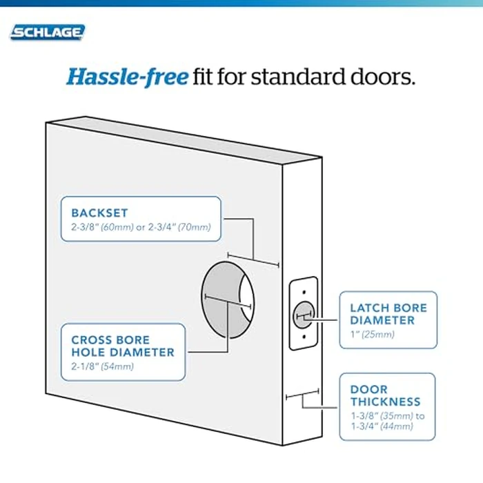 Schlage F10 D LAT 622 CEN Latitude Door Lever with Century Trim, Hall & Closet Passage Lock, Matte Black by SCHLAGE - Image 6