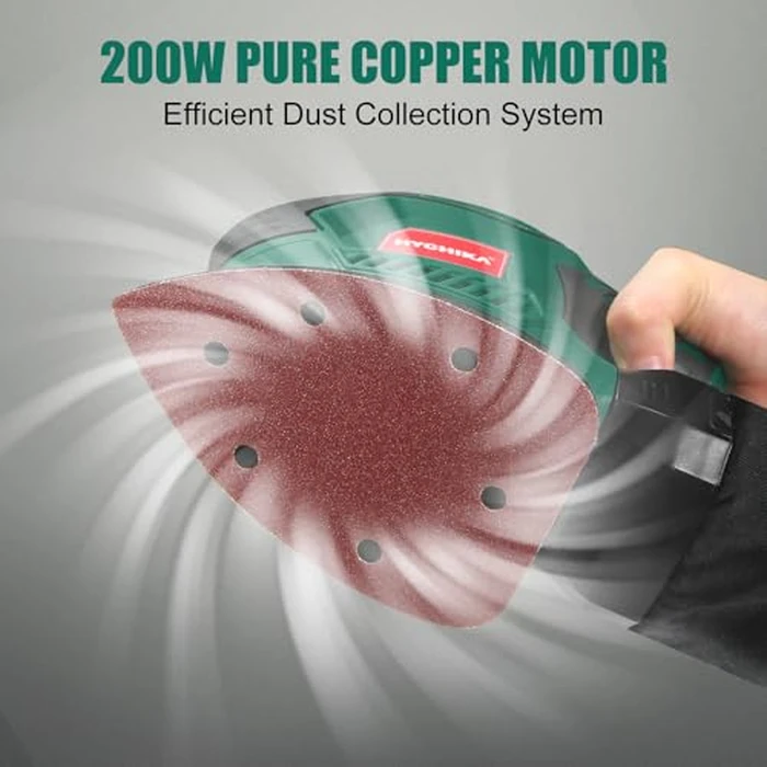 HYCHIKA Detail Sander, 14,000 OPM Compact Electric Sander Tool with 12 Pcs Sandpapers,Efficiency Dust Collection System,Suitable for Tight Spaces Sanding,Polishing,Removing Paint in Home Decoration by HYCHIKA BETTER TOOLS FOR BETTER LIFE - Image 2