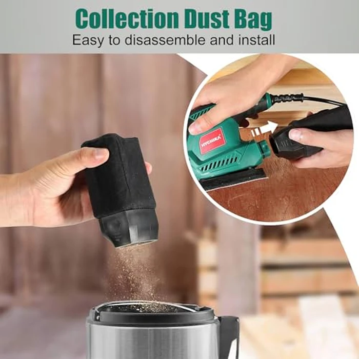 HYCHIKA Detail Sander, 14,000 OPM Compact Electric Sander Tool with 12 Pcs Sandpapers,Efficiency Dust Collection System,Suitable for Tight Spaces Sanding,Polishing,Removing Paint in Home Decoration by HYCHIKA BETTER TOOLS FOR BETTER LIFE - Image 5