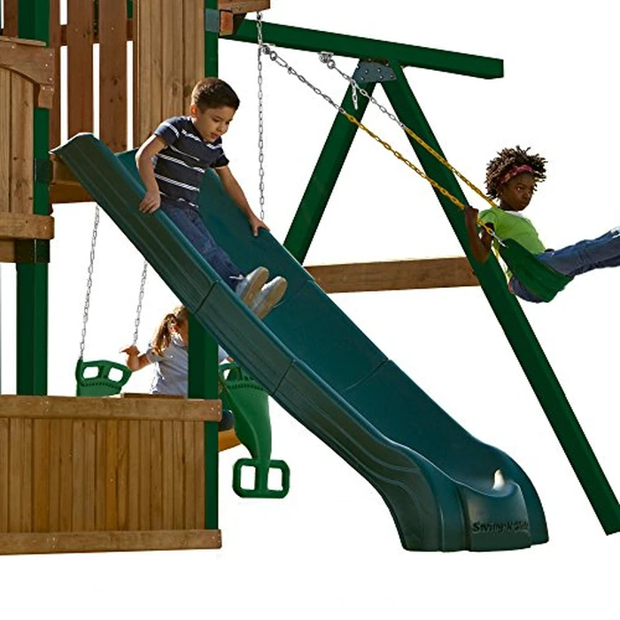 Swing-N-Slide NE 4699-T Super Summit Slide 3 Piece Plastic Scoop Slide for 5' Swing Set Deck Heights, Green by Swing-N-Slide - Image 2