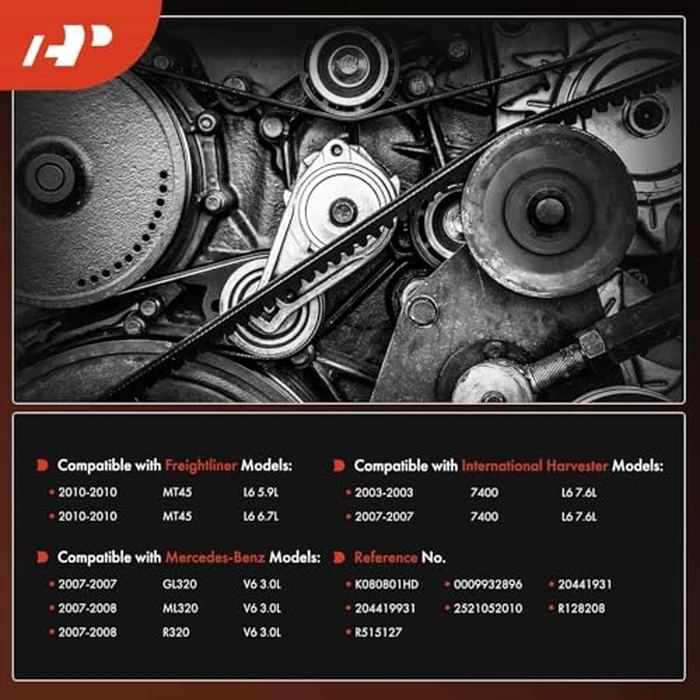 A-Premium Engine Serpentine Drive Belt Compatible with Mercedes-Benz, Freightliner & International Harvester Cars - GL320 2007, ML320 R320 2007-2008, MT45 2010, 7400 2003 2007 by A-premium - Image 2