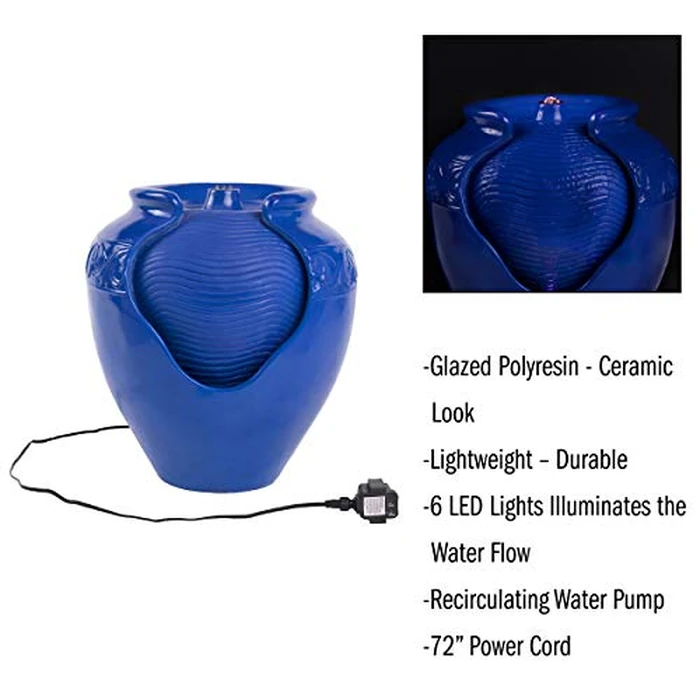 Pure Garden 50-LG1184 Jar Fountain (Cobalt Blue) by Pure Garden - Image 3