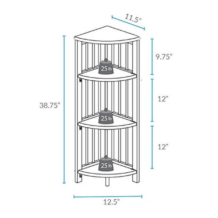 Casual Home Solid Wood Bookcase Corner Display Shelf Freestanding Storage Stand, 38.75" H, White (New) by Casual Home - Image 4