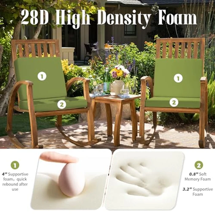 Iheqard Outdoor Deep Seat Cushion Set, 24 x 24 Inch Waterproof and Fade Resistant Patio Furniture Cushion Backrest with Ties for Patio Garden Yard and Balcony (Green, 24x24Inch) by Iheqard - Image 5