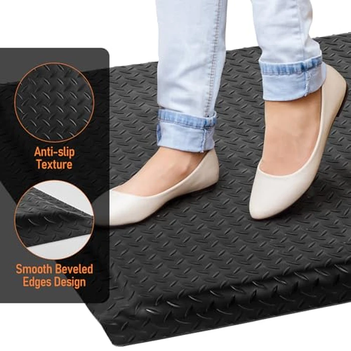 GOOFCXO 2ft x 5ft Anti Fatigue Mat, 15/16" Thick Industrial Grade Anti-Fatigue Floor Mat, Ergonomic Standing Floor Mat, Heavy Duty Diamond Plate Mat for Kitchen Office Gym, Black by GOOFCXO - Image 5