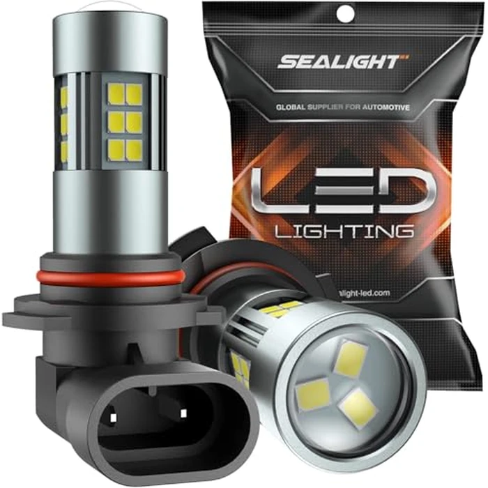 SEALIGHT 9006/HB4 LED Fog Light Bulbs, 6000K Xenon White, 27 SMD Chips, 360-degree Illumination, Non-polarity, Pack of 2 by SEALIGHT - Used - Good condition