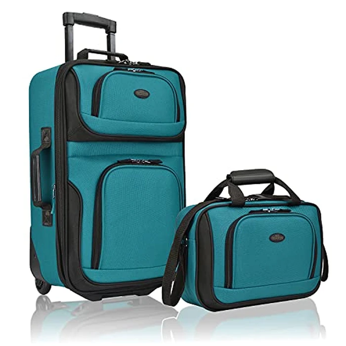 U.S. Traveler Rio Rugged Fabric Expandable Carry-on Luggage Set, Rio Rugged Fabric Expandable Carry-on Luggage Set, Teal, 2 Wheel by U.S. Traveler - Used - Good condition