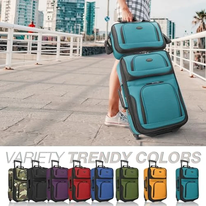 U.S. Traveler Rio Rugged Fabric Expandable Carry-on Luggage Set, Rio Rugged Fabric Expandable Carry-on Luggage Set, Teal, 2 Wheel by U.S. Traveler - Image 2