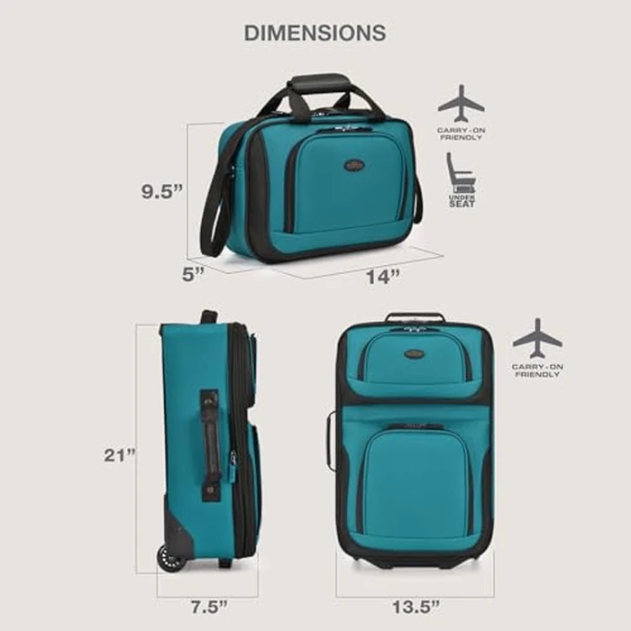 U.S. Traveler Rio Rugged Fabric Expandable Carry-on Luggage Set, Rio Rugged Fabric Expandable Carry-on Luggage Set, Teal, 2 Wheel by U.S. Traveler - Image 6