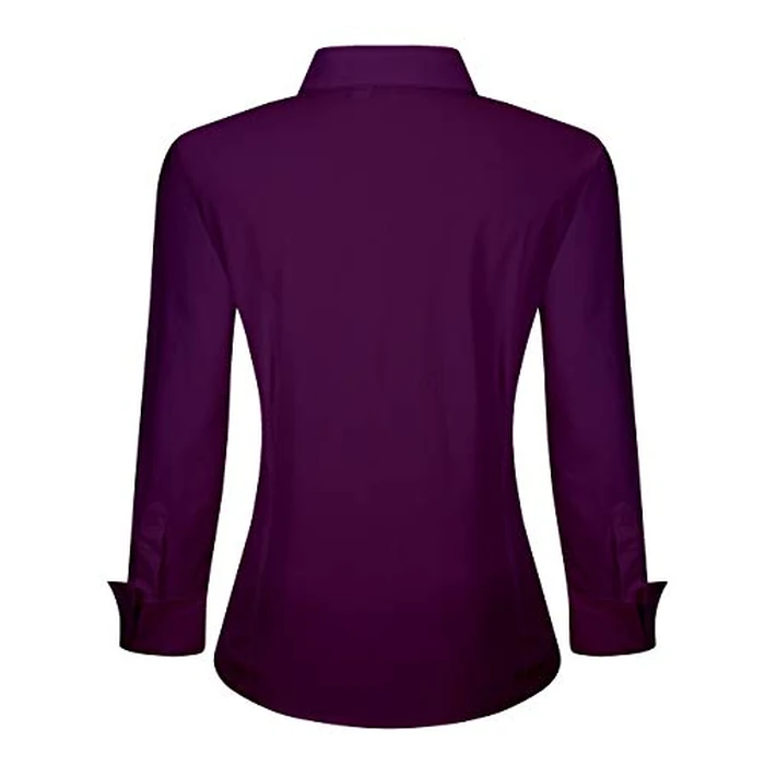 Womens Dress Shirts Wrinkle Free Regular Fit Long Sleeve Stretch Work Shirt,Purple,S by Alex Vando - Image 2