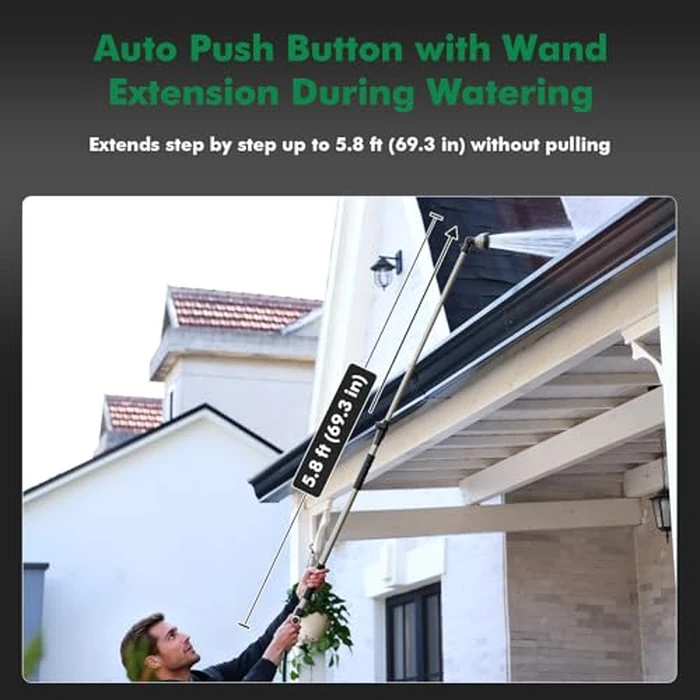 RESTMO Extra Long All Metal Telescoping Watering Wand, 180 degrees Adjustable Ratcheting Head | 4 Spray Patterns | Thumb Flow Control, Perfect Garden Hose Sprayer to Water Hanging Baskets, Shrubs by Restmo - Image 3