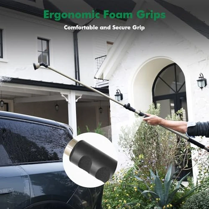 RESTMO Extra Long All Metal Telescoping Watering Wand, 180 degrees Adjustable Ratcheting Head | 4 Spray Patterns | Thumb Flow Control, Perfect Garden Hose Sprayer to Water Hanging Baskets, Shrubs by Restmo - Image 7