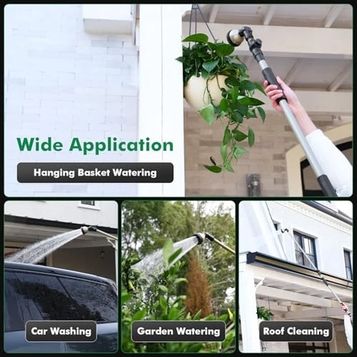 RESTMO Extra Long All Metal Telescoping Watering Wand, 180 degrees Adjustable Ratcheting Head | 4 Spray Patterns | Thumb Flow Control, Perfect Garden Hose Sprayer to Water Hanging Baskets, Shrubs by Restmo - Image 8